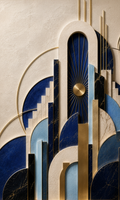 The Sunburst, Metropolis in Sapphire, art deco sculptural wall art print