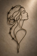 Poise, The Gilded Line, female wire figure wall art print, profile portrait