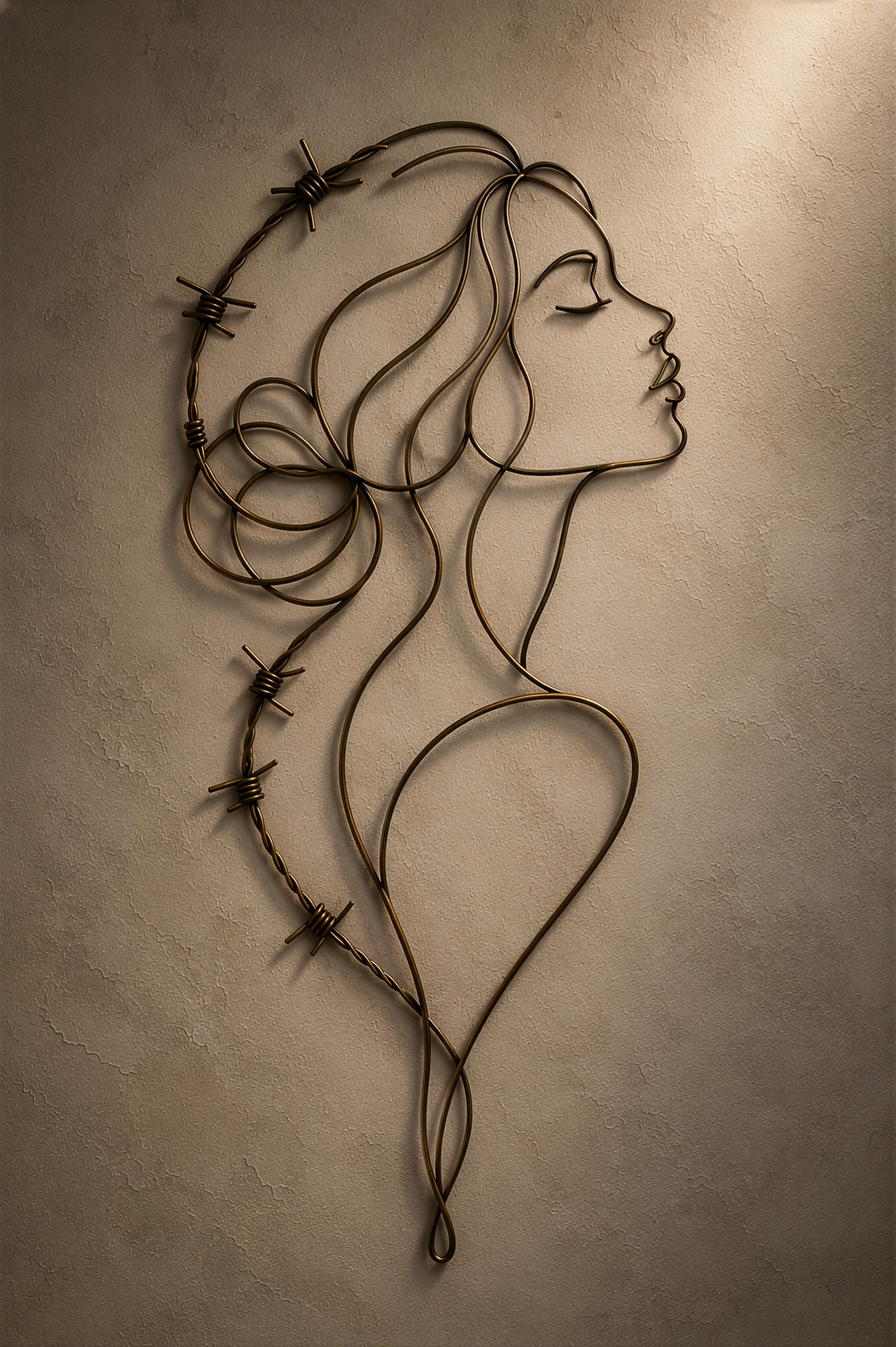 Poise, The Gilded Line, female wire figure wall art print, profile portrait