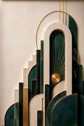 The Arch, Metropolis in Emerald, portrait art deco sculptural wall art print by Daisy Junction