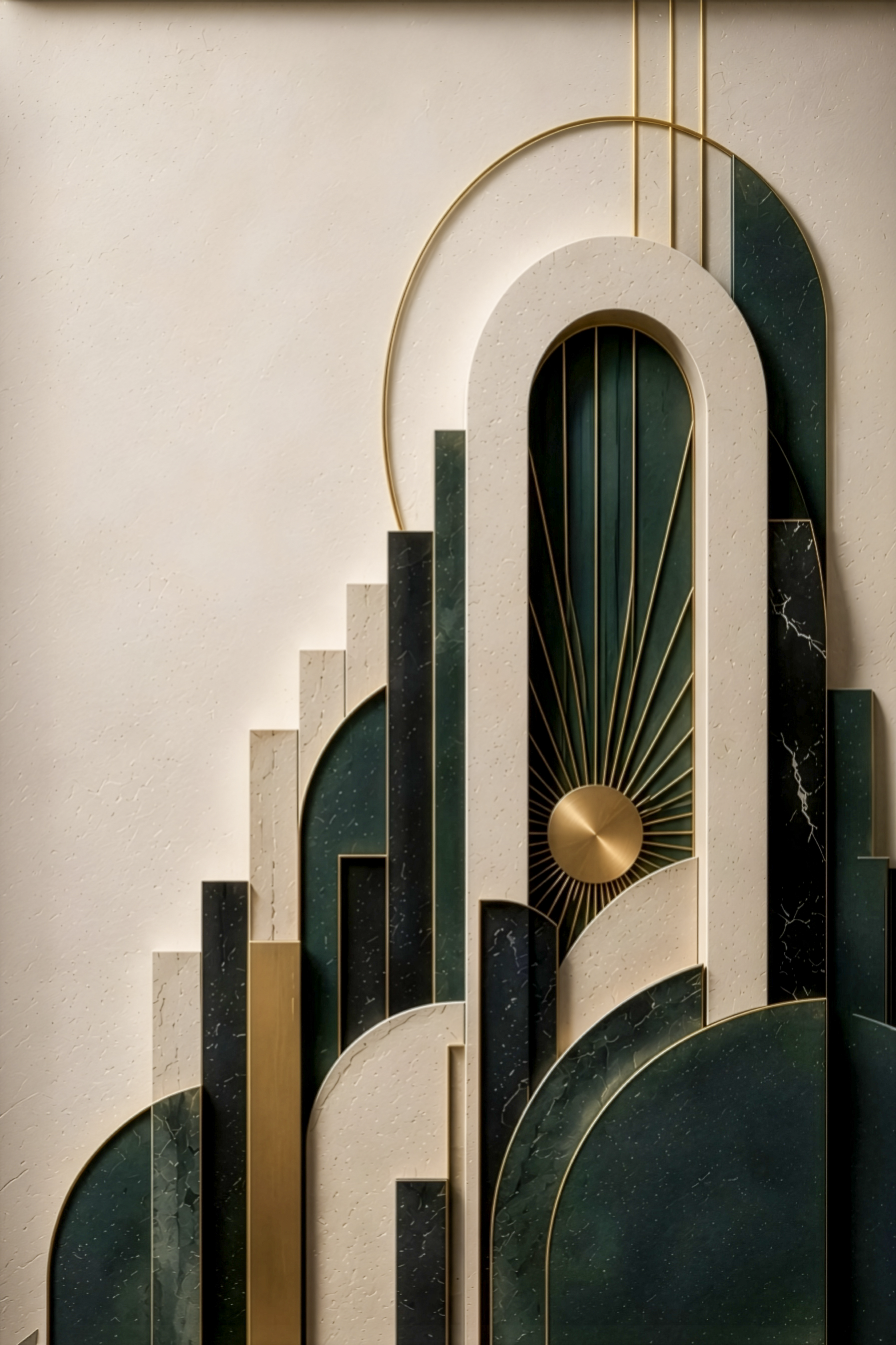 The Arch, Metropolis in Emerald, portrait art deco sculptural wall art print by Daisy Junction