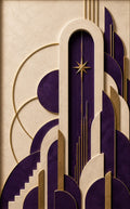 Stella, The Celestial Suite, plum art deco sculptural wall art print by Daisy Junction