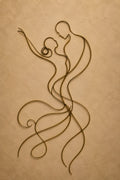 The Turn, dancing couple wire figure fine art print, mirrored pose, The Golden Embrace set