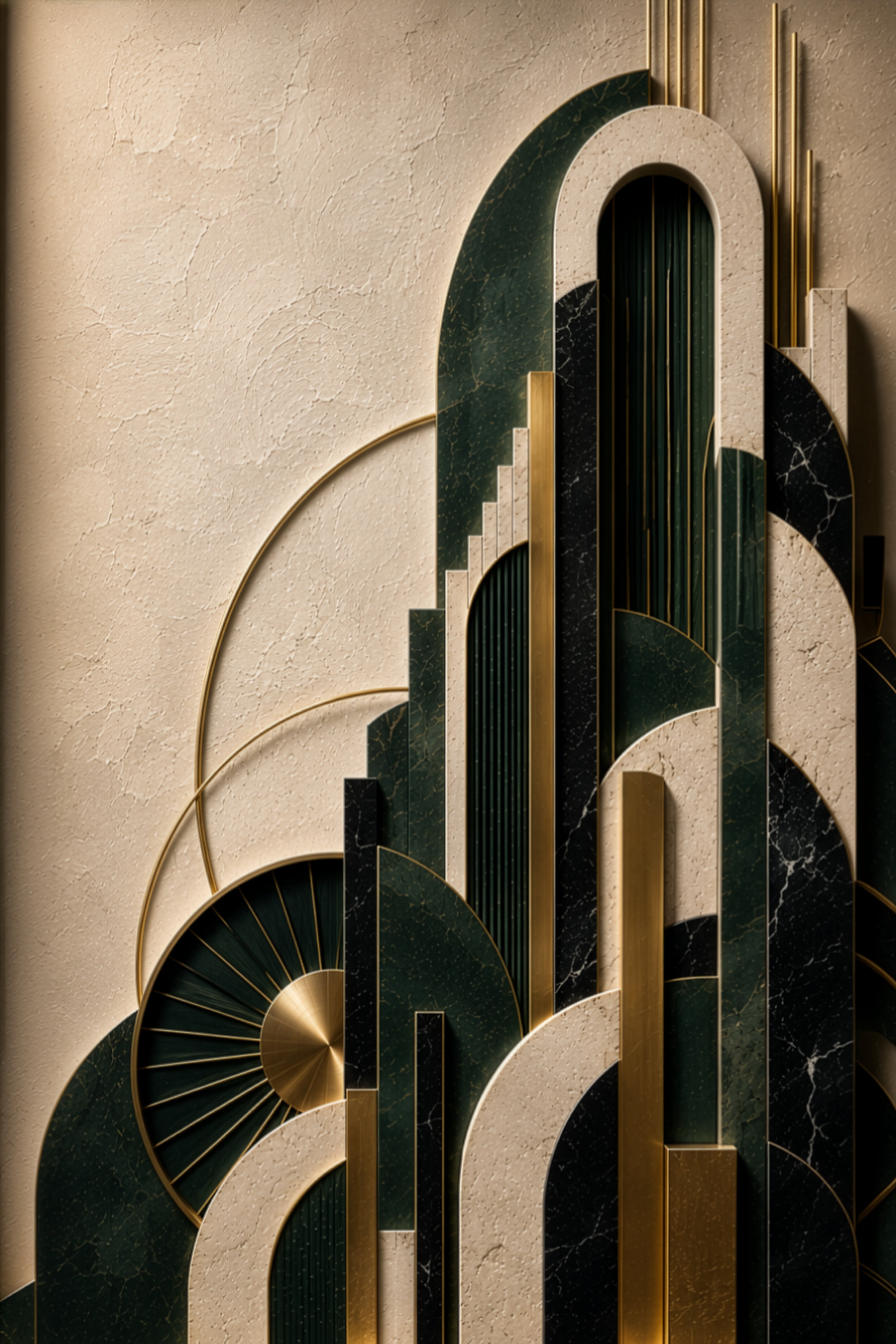 The Spire, Metropolis in Emerald, art deco sculptural wall art print