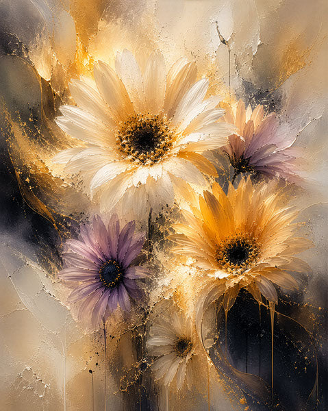 Daisies Illuminated complete set, fine art floral print by Daisy Junction