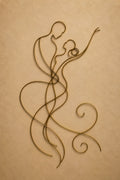 The Approach, dancing couple wire figure fine art print, The Golden Embrace