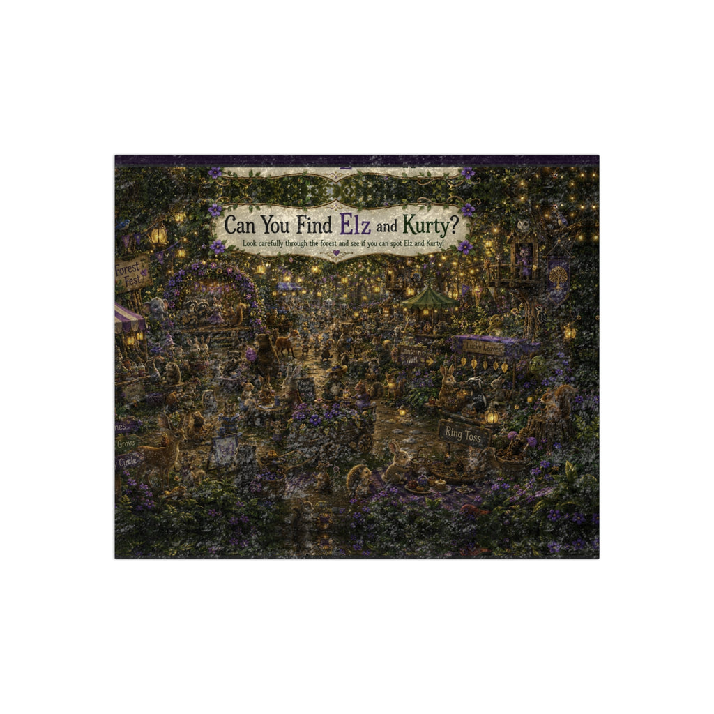Crushed Velvet Blanket — 'Can You Find Elz and Kurty?' Puzzle-Style Throw
