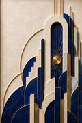 Midnight Metropolis, Metropolis in Sapphire, art deco sculptural wall art print